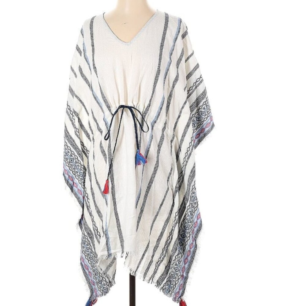 Velvet Graham & Spencer Cotton Caftan Cover Up XS/S Boho Tassel Beach Caftan